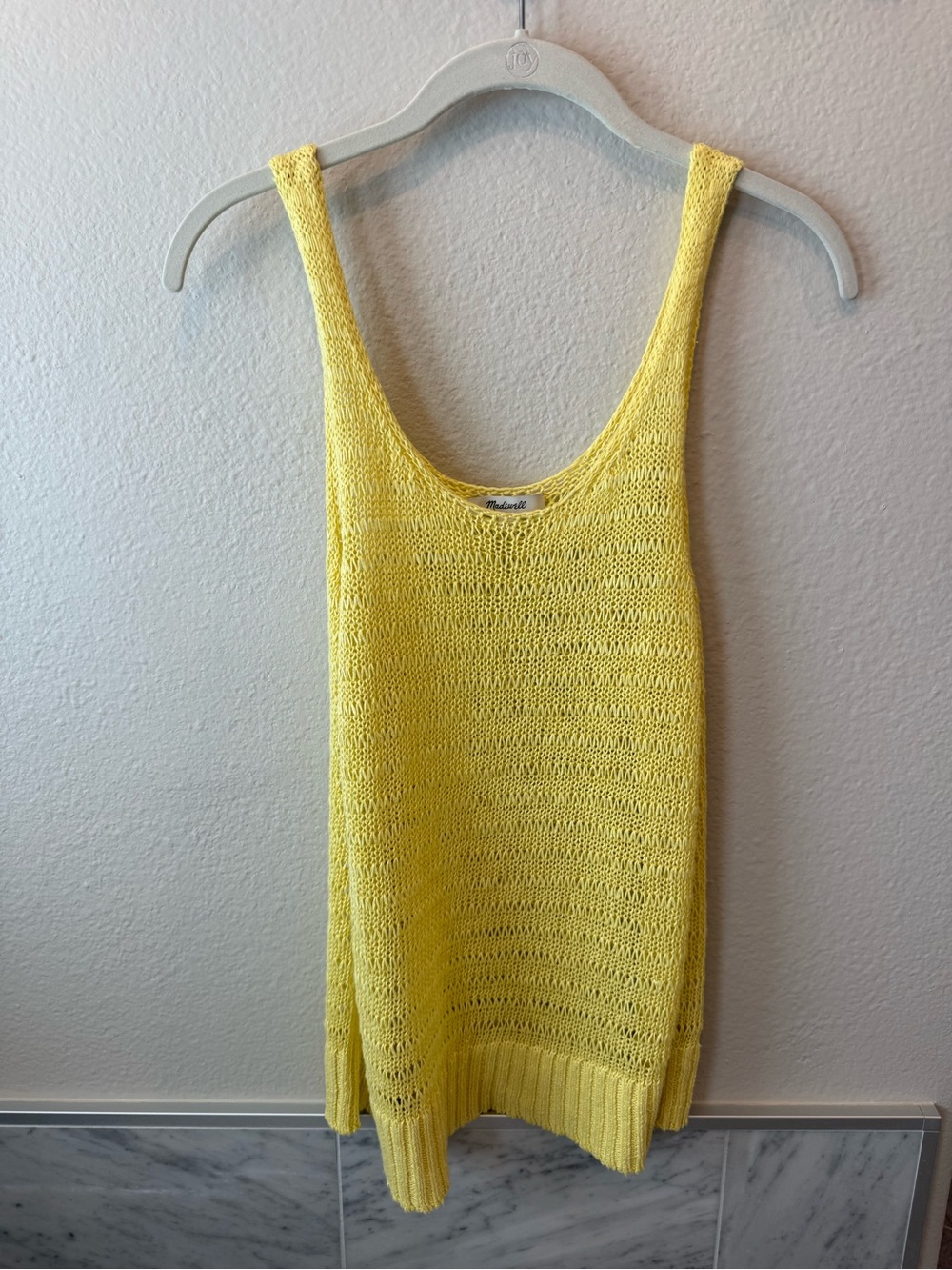 Madewell Yellow Open-Knit Tank Sweater